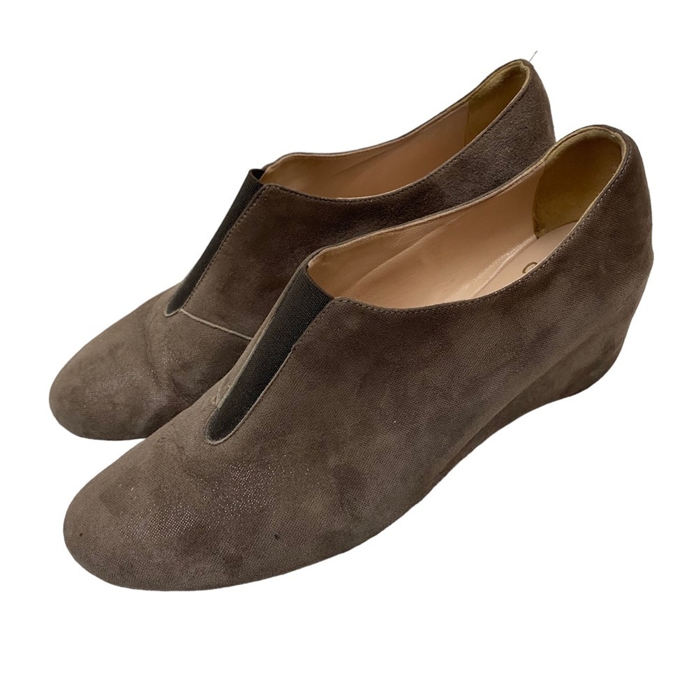 Amalfi‎ Brown Suede Wedge Women’s 9 Pump Slip On Career Office Neutral Academia